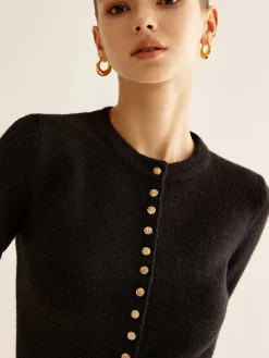 Sale Button Down Slit Slim Cardigan Cardigans|Sweaters & Cardigans