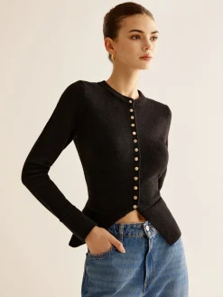 Sale Button Down Slit Slim Cardigan Cardigans|Sweaters & Cardigans