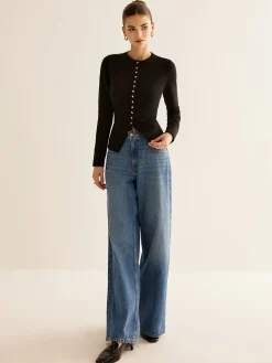 Sale Button Down Slit Slim Cardigan Cardigans|Sweaters & Cardigans