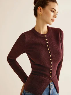 Sale Button Down Slit Slim Cardigan Cardigans|Sweaters & Cardigans
