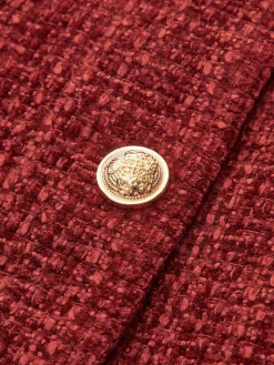 Clearance Button Down Slit Tweed Blazer Outerwear|Blazers
