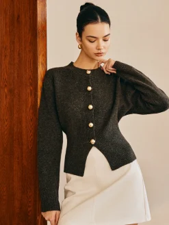 Discount Button Down Split Sweater Sweater Tops|Sweaters & Cardigans