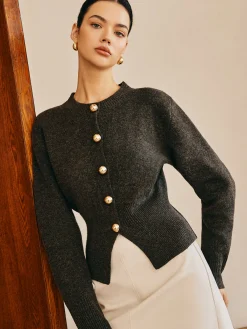 Discount Button Down Split Sweater Sweater Tops|Sweaters & Cardigans