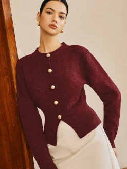 Discount Button Down Split Sweater Sweater Tops|Sweaters & Cardigans