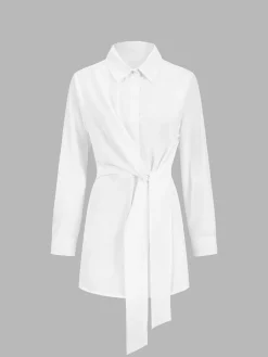 Outlet Button Down Tied Long Shirt Blouses & Shirts|Tops