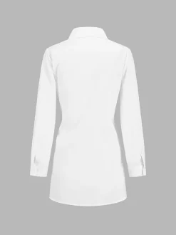 Outlet Button Down Tied Long Shirt Blouses & Shirts|Tops