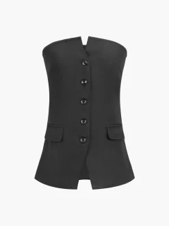 Discount Button Down Tube Top Tank Tops & Camis|Tops