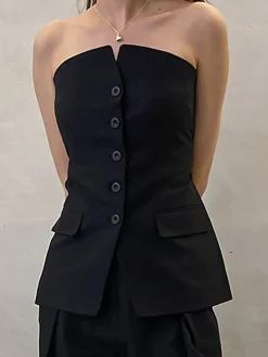 Discount Button Down Tube Top Tank Tops & Camis|Tops