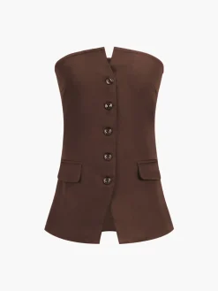 Discount Button Down Tube Top Tank Tops & Camis|Tops