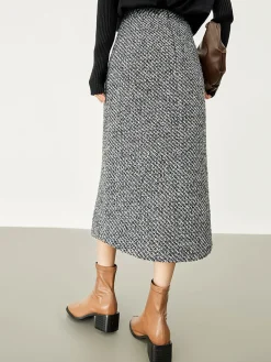 Button Down Tweed Boucle Maxi Skirt Skirts|Bottoms