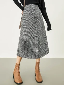 Button Down Tweed Boucle Maxi Skirt Skirts|Bottoms