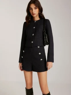 Hot Button Down Tweed Short Blazer Outerwear|Blazers