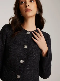 Hot Button Down Tweed Short Blazer Outerwear|Blazers