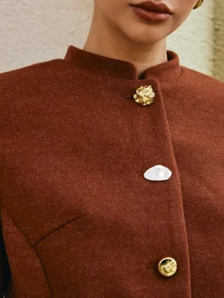 Best Button Down Tweed Short Coat Outerwear|Coats