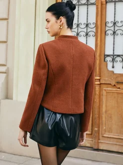 Best Button Down Tweed Short Coat Outerwear|Coats