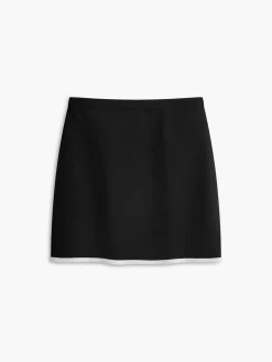 Outlet Button Front Contrast Binding Sleeveless Skirt Set Skirt Sets|Long Sleeve Sets