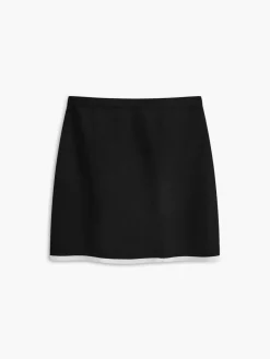 Outlet Button Front Contrast Binding Sleeveless Skirt Set Skirt Sets|Long Sleeve Sets