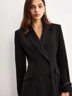 Hot Button Lapel Long Blazer Outerwear|Blazers
