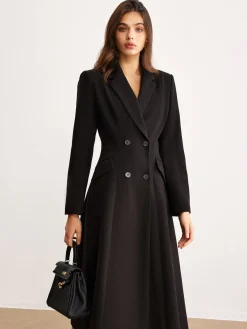 Hot Button Lapel Long Blazer Outerwear|Blazers
