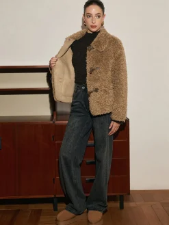 Discount Button Lapel Teddy Jacket Outerwear|Jackets