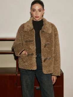 Discount Button Lapel Teddy Jacket Outerwear|Jackets