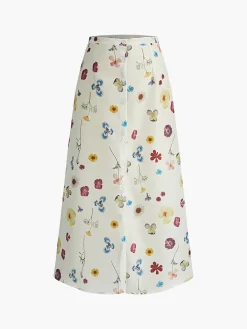 Button Print Straight Skirt Skirts|Bottoms