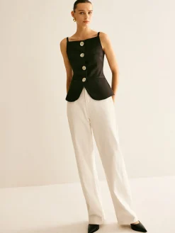Sale Button Split Cami Vest Outerwear|Vests