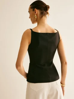 Sale Button Split Cami Vest Outerwear|Vests