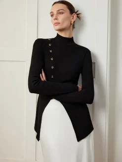 Hot Button Split Skinny Blouse Blouses & Shirts|Tops
