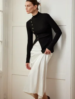 Hot Button Split Skinny Blouse Blouses & Shirts|Tops