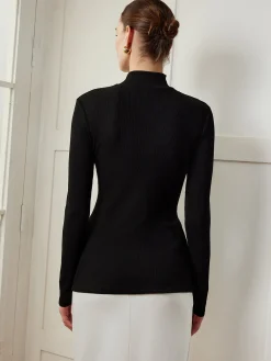 Hot Button Split Skinny Blouse Blouses & Shirts|Tops
