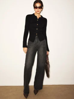 Discount Button Split Slim Polo Sweater Sweater Tops|Sweaters & Cardigans