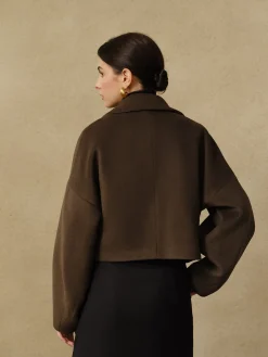 Discount Button Tweed Lapel Short Coat Outerwear|Coats