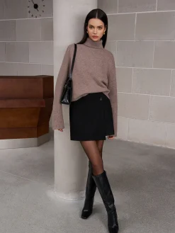 Sale Button Tweed Warm Skirt Skirts|Matching Sets