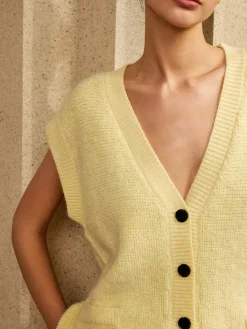 Online Button V-Neck Sweater Vest Sweater Vests|Sweaters & Cardigans