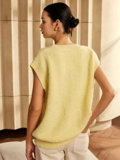Online Button V-Neck Sweater Vest Sweater Vests|Sweaters & Cardigans