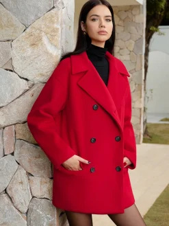 Outlet Button Warm Lapel Coat Outerwear|Tops