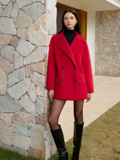 Outlet Button Warm Lapel Coat Outerwear|Tops