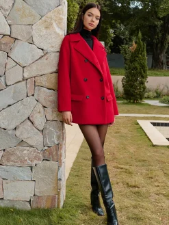 Outlet Button Warm Lapel Coat Outerwear|Tops