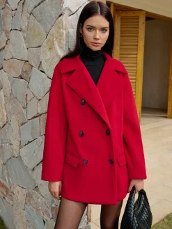 Outlet Button Warm Lapel Coat Outerwear|Tops