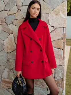 Outlet Button Warm Lapel Coat Outerwear|Tops