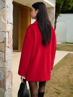 Outlet Button Warm Lapel Coat Outerwear|Tops