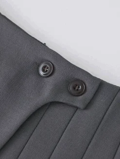 Outlet Button Zipper Pleated Suit Skirt Skirts|Bottoms