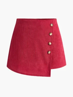 Outlet Button-Decor Corduroy Zipper Skirt Skirts|Bottoms