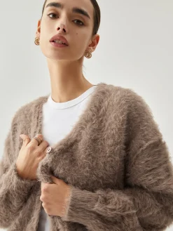 Online Button-down Fuzzy Cardigan Cardigans|Sweaters & Cardigans