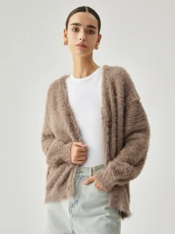 Online Button-down Fuzzy Cardigan Cardigans|Sweaters & Cardigans