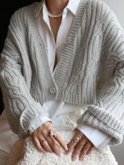 Discount Cable Knit Crop Cardigan Cardigans|Sweaters & Cardigans