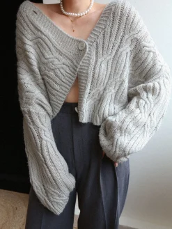 Discount Cable Knit Crop Cardigan Cardigans|Sweaters & Cardigans