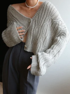 Discount Cable Knit Crop Cardigan Cardigans|Sweaters & Cardigans