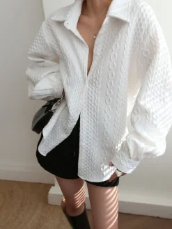Sale Cable Knit Oversized Shirt Sweater Tops|Blouses & Shirts